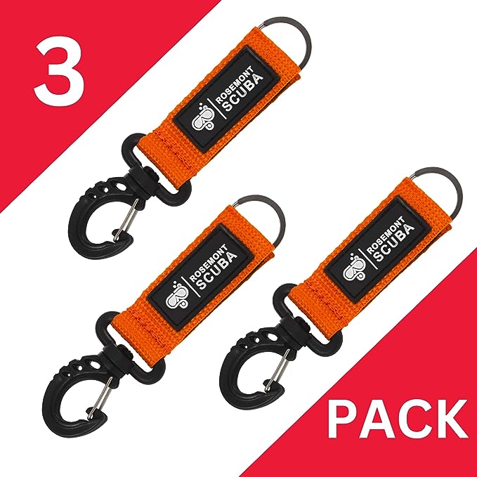 3-Pack Versatile Lightweight Plastic Carabiner Clips with Nylon Webbing