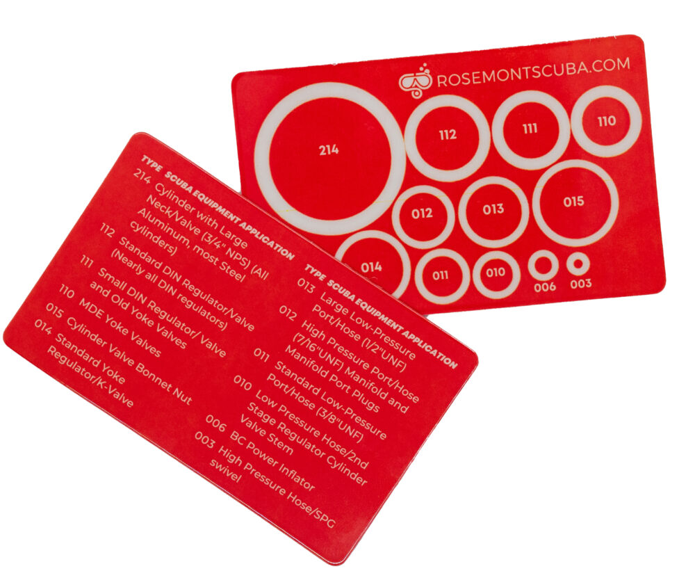 Rosemont Scuba O-Ring Size Guide Card